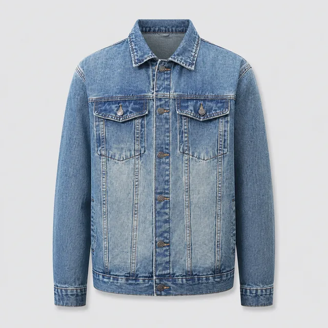 Custom denim shirt-jacket product sample